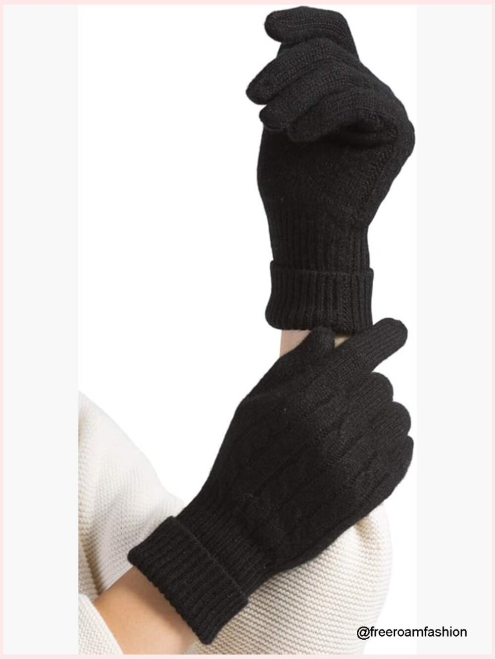 Women's 100% Pure Cashmere Cable Knit Gloves - One Size